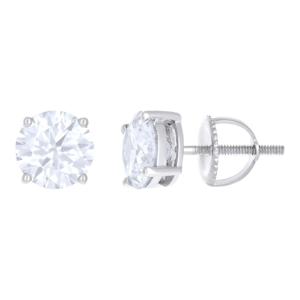 925 Sterling Silver Womens 2.4ct Moissanite 7mm Stud Earrings Screw Back